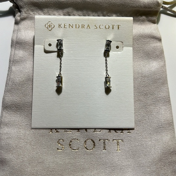 Kendra Scott Juliette Silver Drop Earrings in White Crystal - Picture 6 of 7